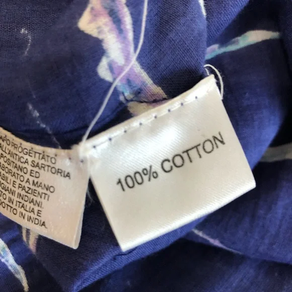 Antica Sartoria Blue Multicolor Beaded V-Neck Cotton Kaftan Maxi Dress S/M - Picture 11 of 11